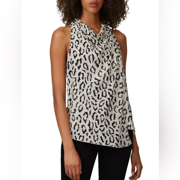 A.L.C. Tops - COPY - ALC 100% Silk Leopard Ella Drape Front Sleeveless Blouse